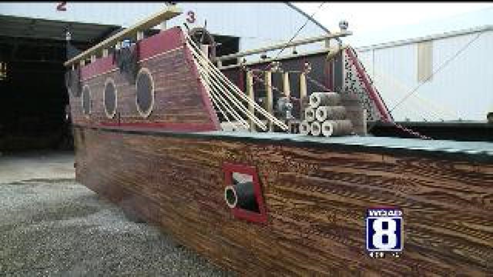 Recycled pirate ship goes on display