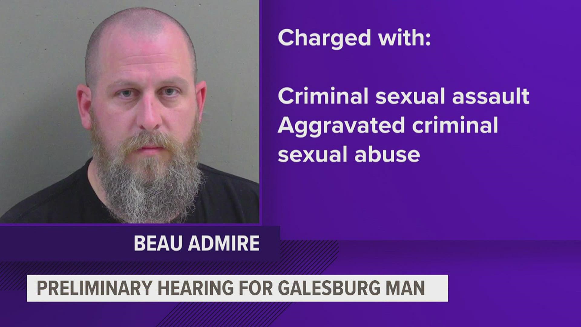 On Nov. 2, Beau W. Admire, 42, was arrested in Knox County for two counts of criminal sexual assault and one count of aggravated criminal sexual abuse.