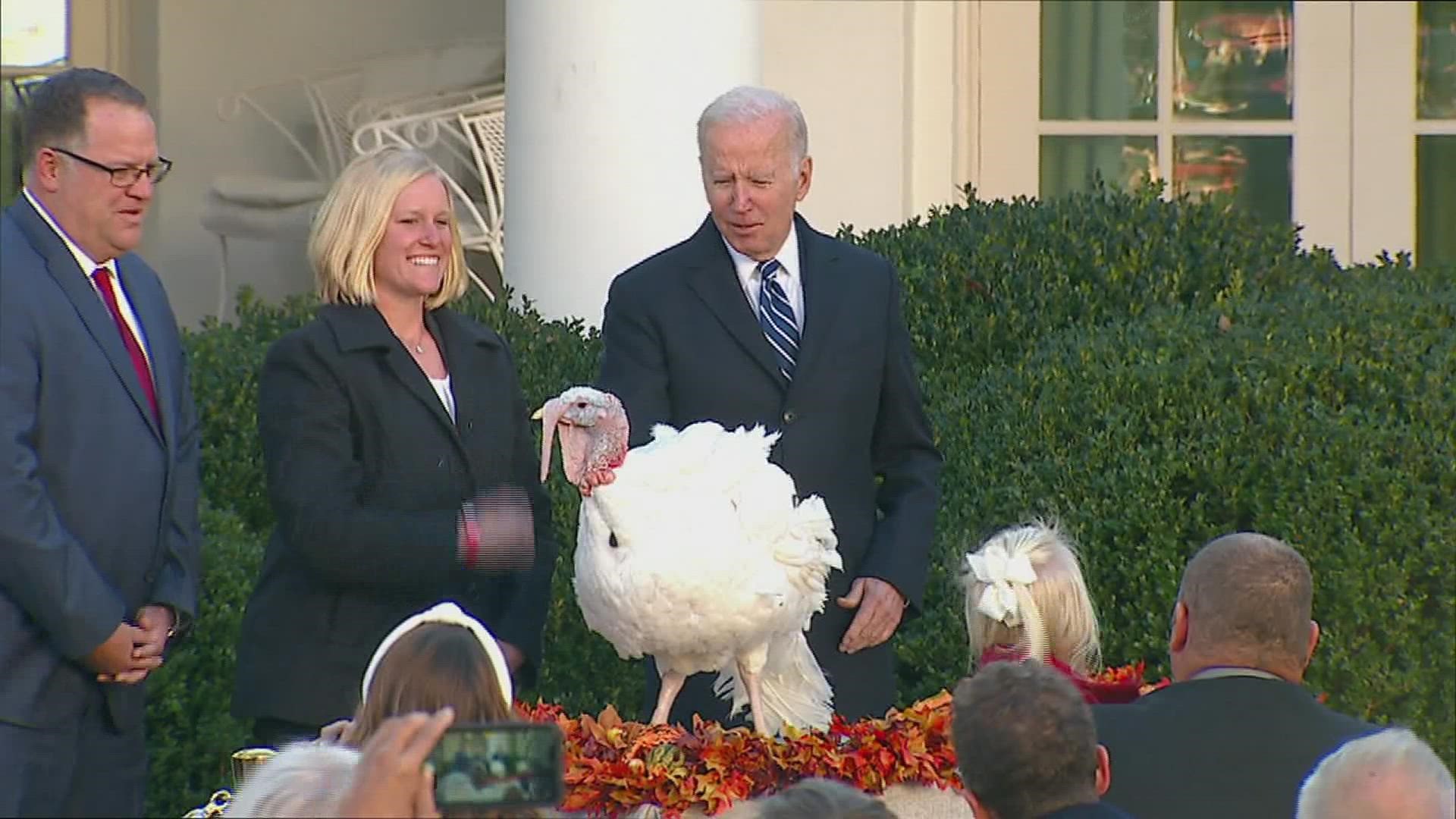 The turkeys will be pardoned during a ceremony in the White House Rose Garden Friday.