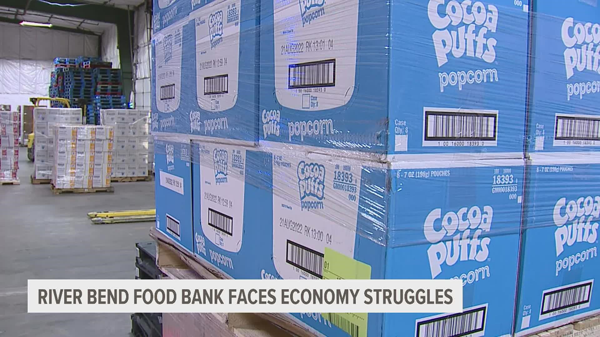 Staff says there's been a 60% increase of families in need at River Bend Food Bank pantries in the past few months.