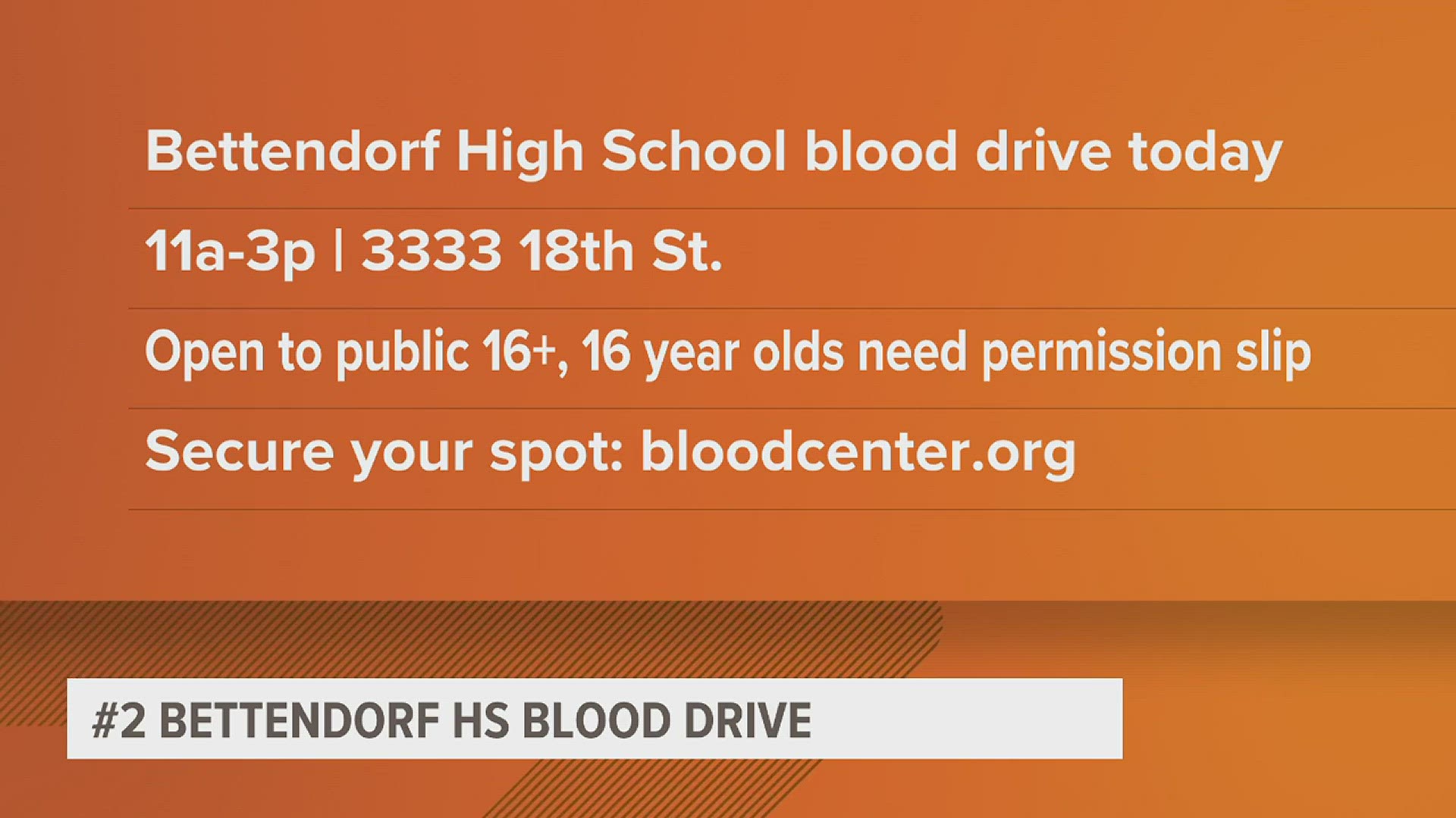 The Bettendorf National Honor Society is opening the school year with their first blood drive. This drive is open to the public and begins at 11 a.m.