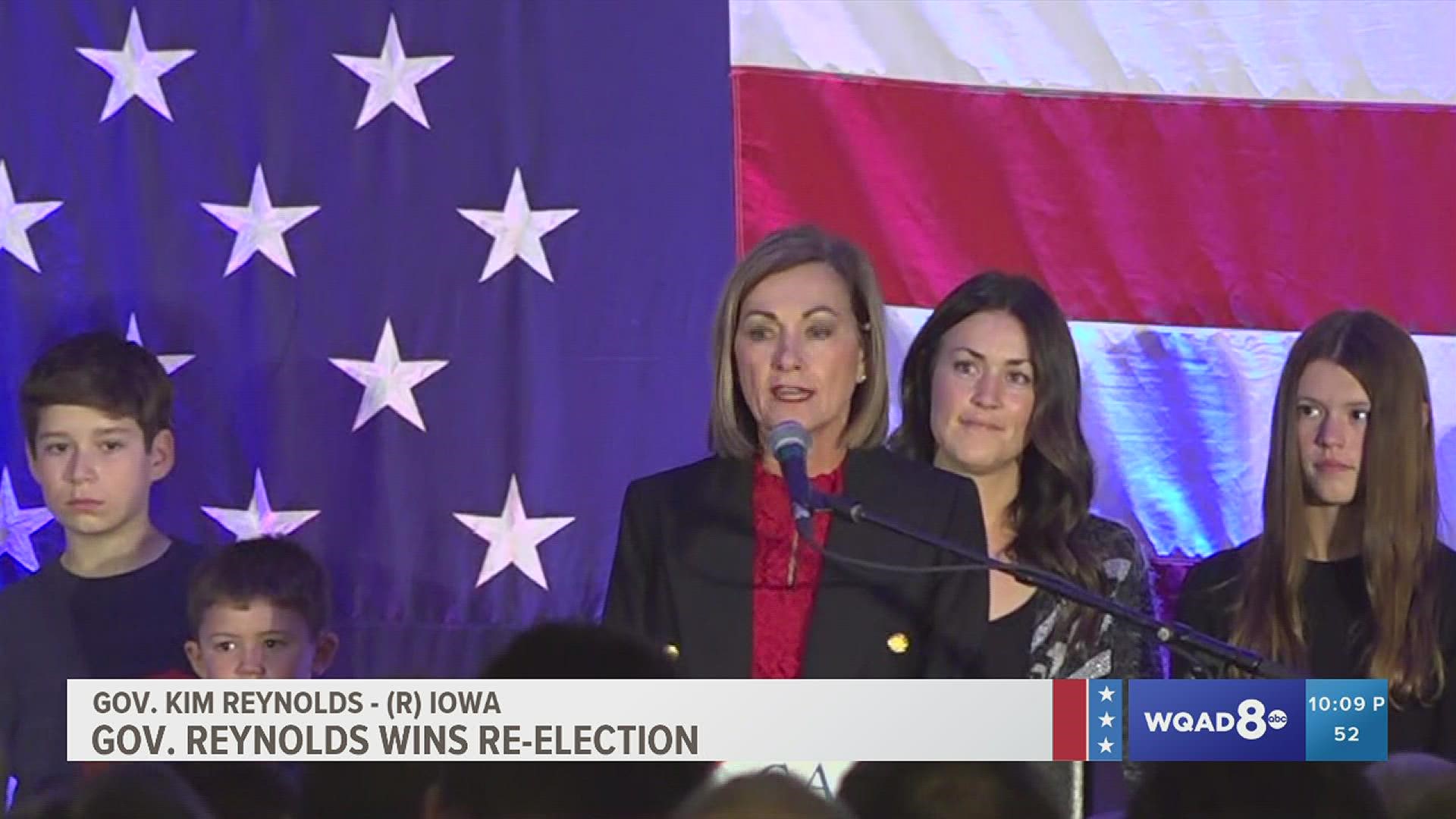 While votes are still being tallied, the Associated Press reports Reynolds will serve a second full term as Iowa governor.