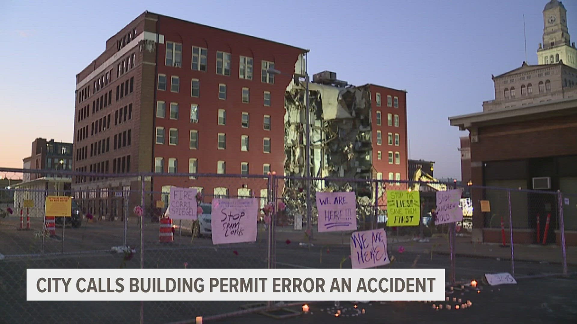 Davenport city leaders give official word on what went wrong with a permit that was changed from "passed" to "incomplete" after the collapse of a building downtown.