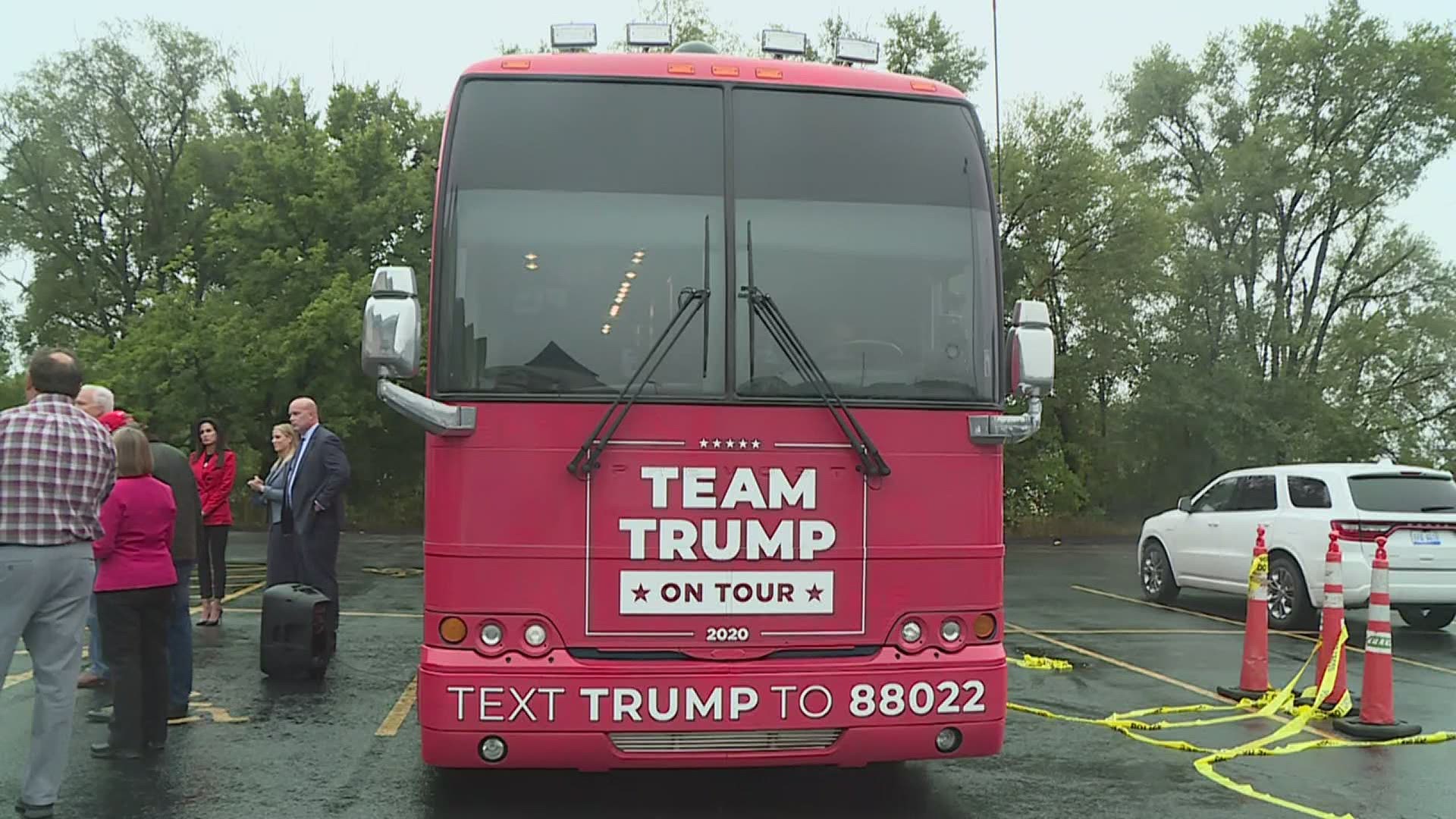 It was the last stop on a 3-day tour for the campaign bus.