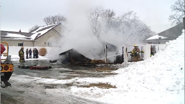Garage collapses after heavy damage in East Moline fire