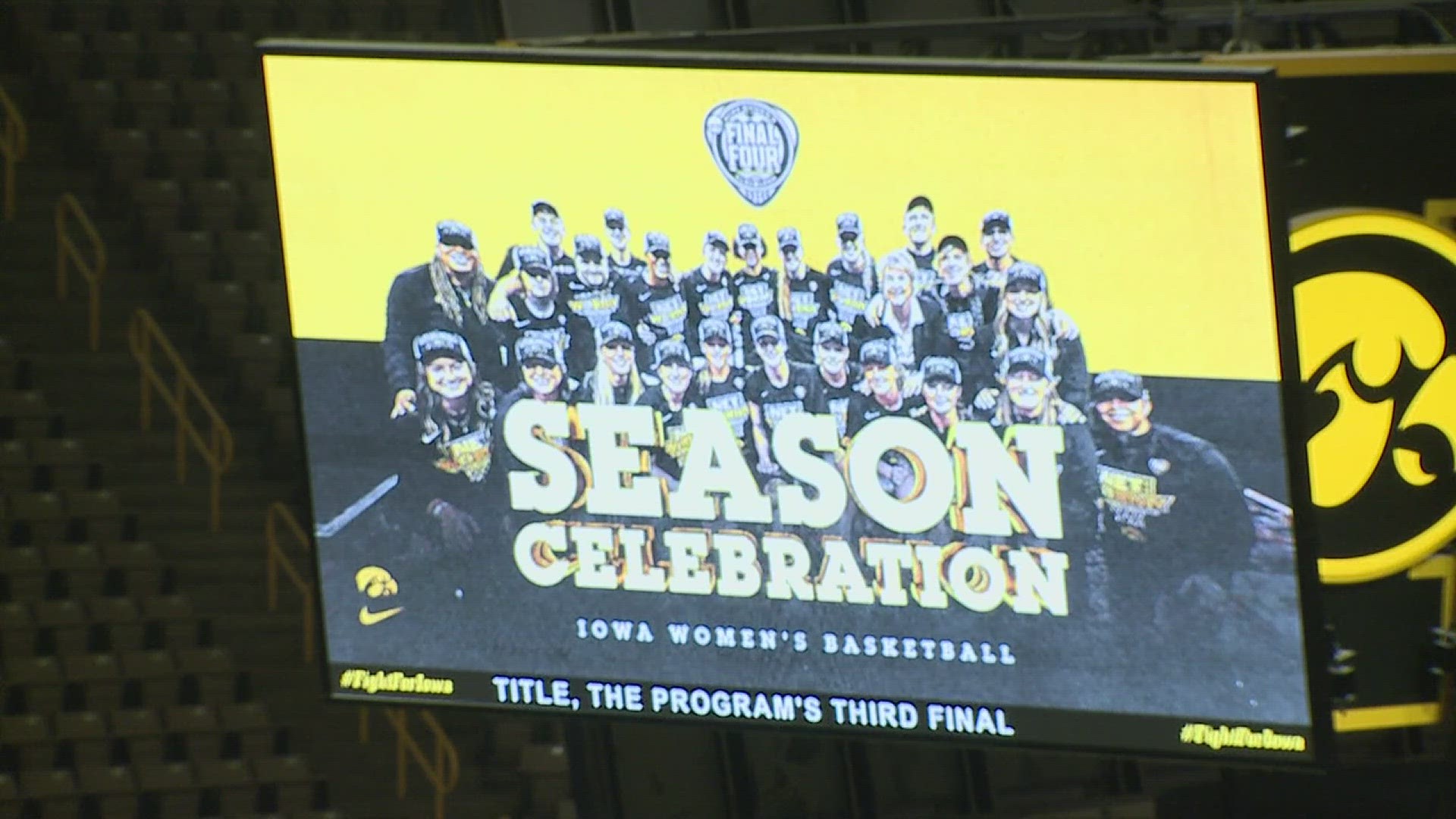 Fans gathered at Carver-Hawkeye Arena to send off the runners-up to the NCAA national championship.