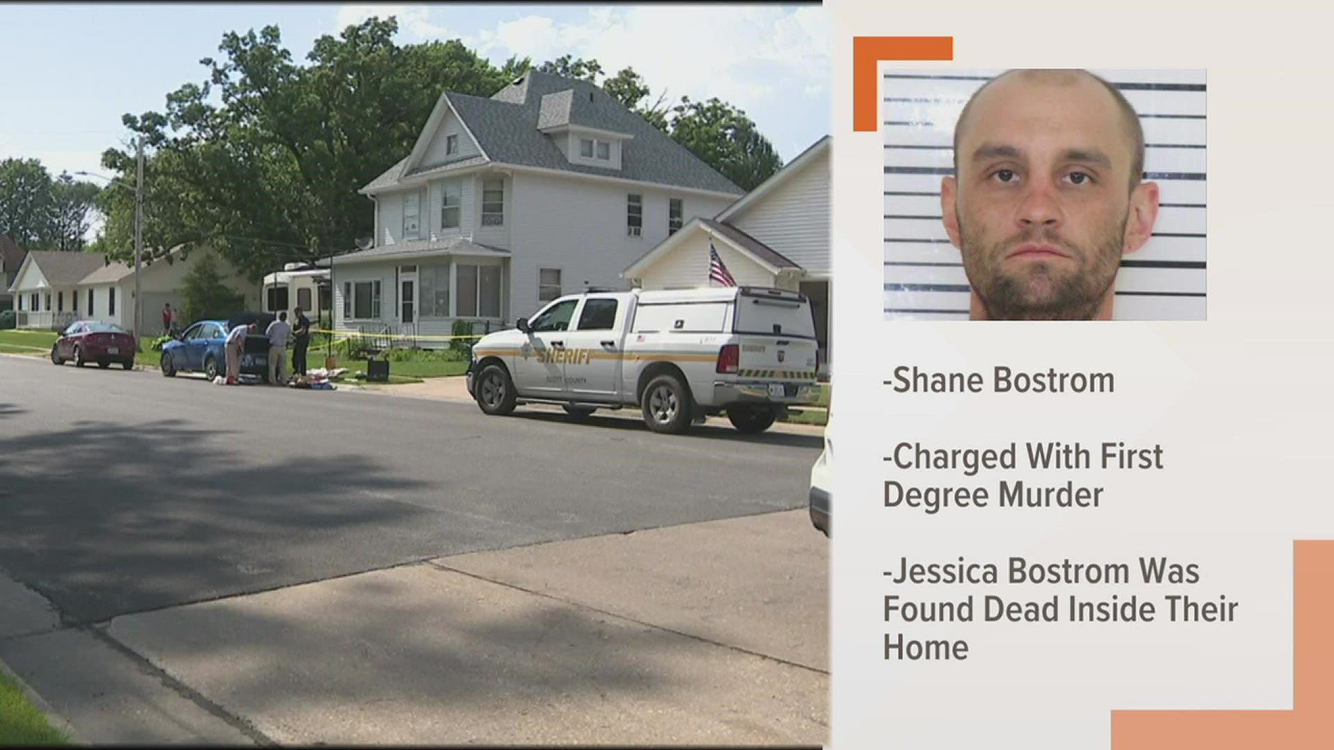 Shane Bostrom of Eldridge was charged with 1st-degree murder in the June 10 fatal shooting of his wife, Jessica Bostrom.