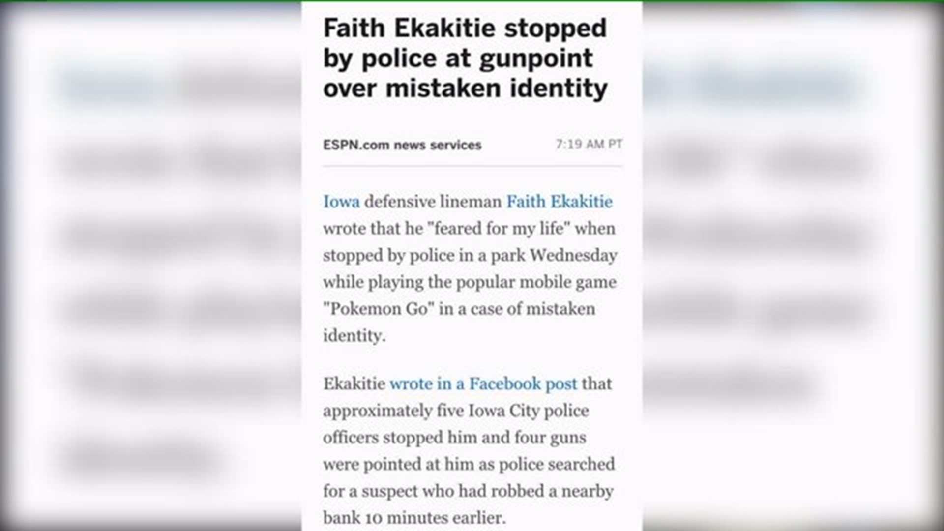 Faith EkakitieIowa football player thanks police after misunderstanding