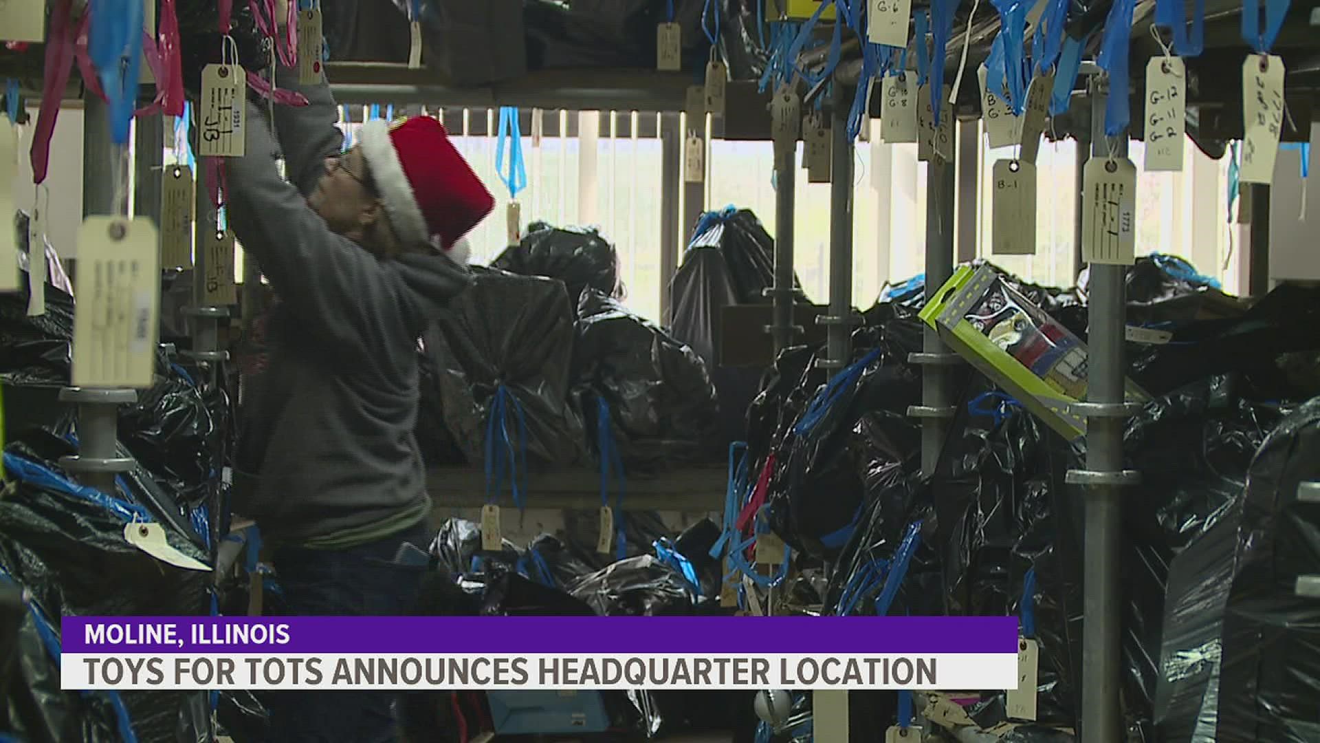 Toys for Tots will be headquartered in the old Kone building located at 1 Montgomery Drive, Moline.