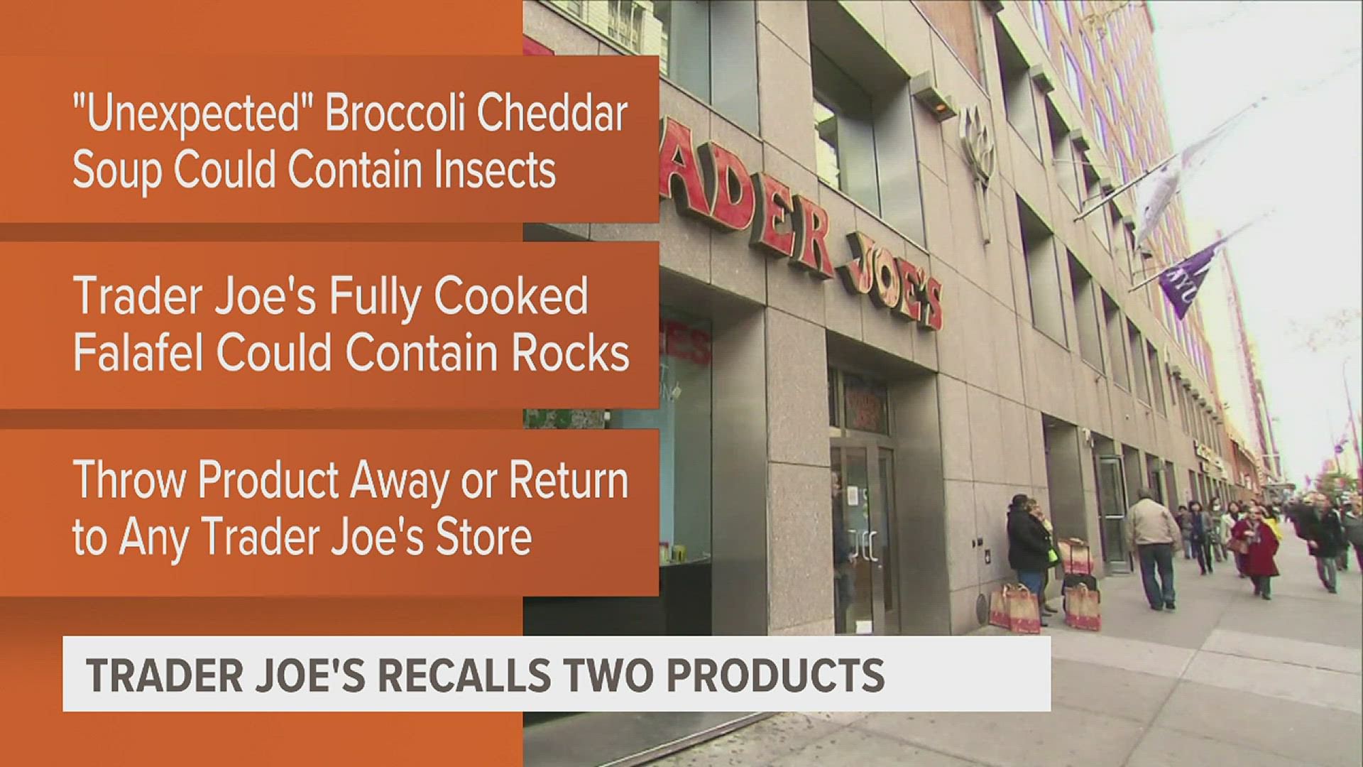 Trader Joe's recalling two broccoli cheddar soup and falafel products