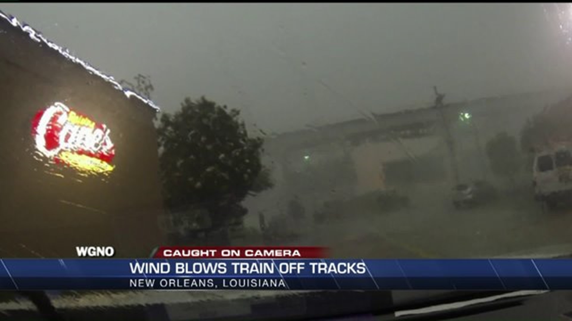 Wind blows train off tracks