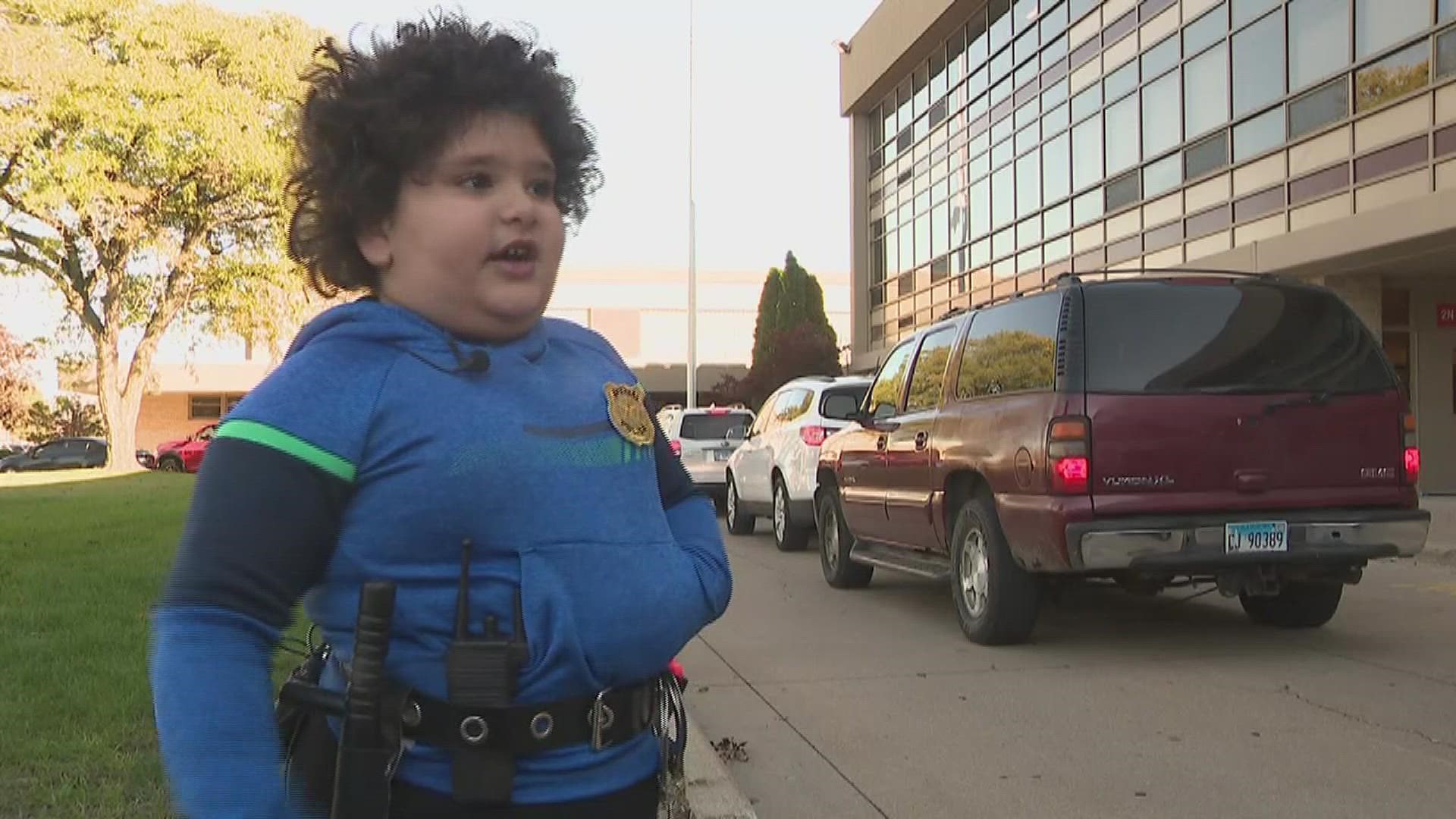 Aktham Aleiwi wants to be a cop when he grows up, and is getting his practice in now