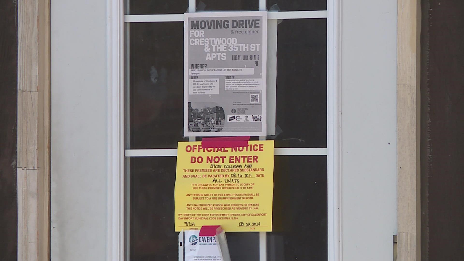 The apartment complex is being condemned after failing code inspections more than once.