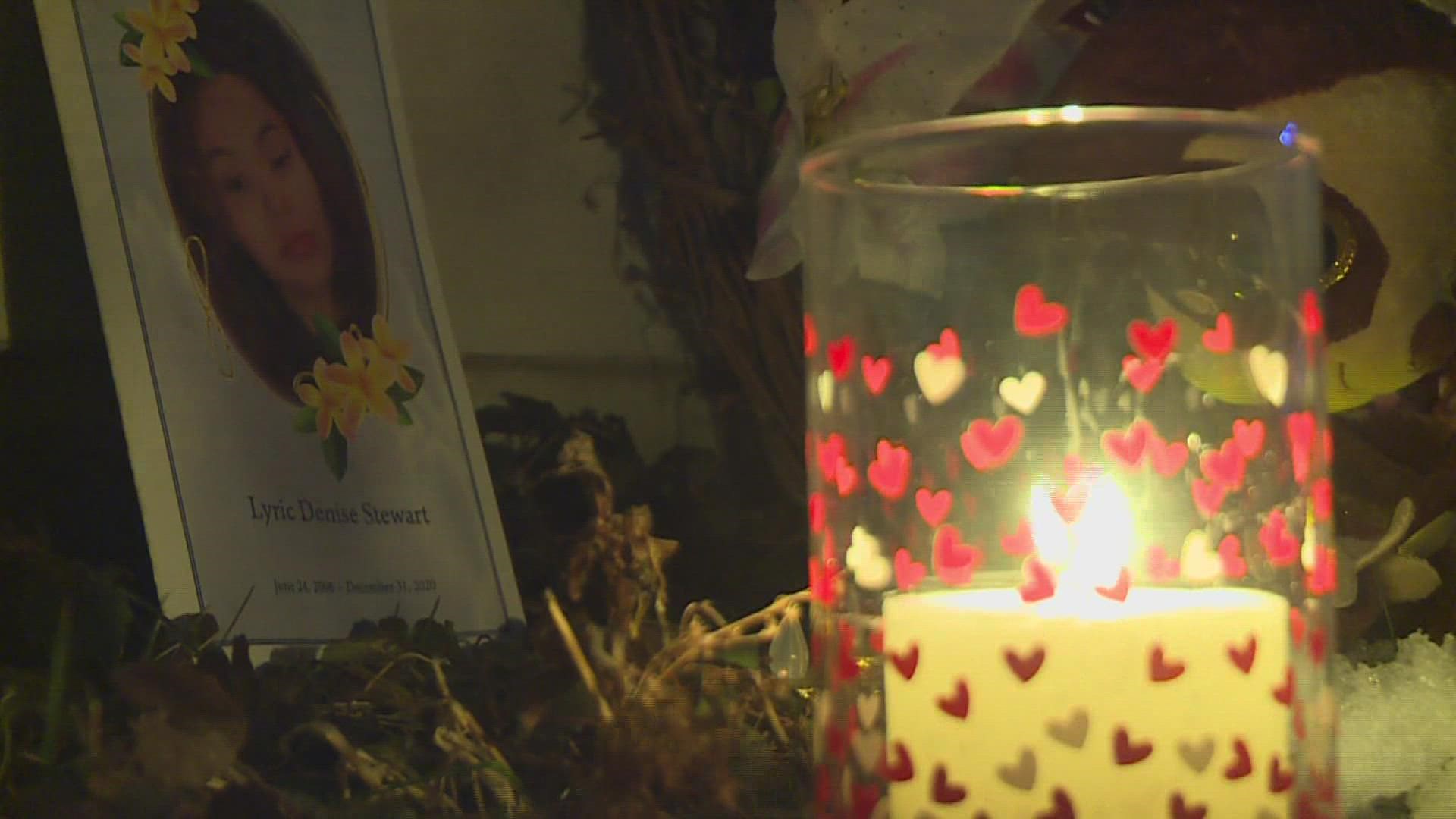 Family and friends held a candlelight vigil and balloon release for 14-year-old Lyric Steward on the one-year anniversary of her death.