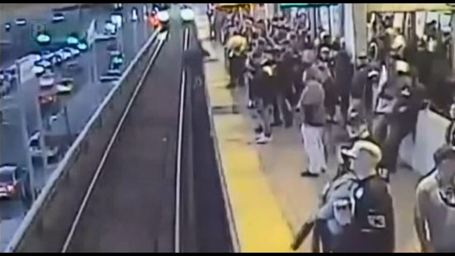 California transit worker rescues man from oncoming train