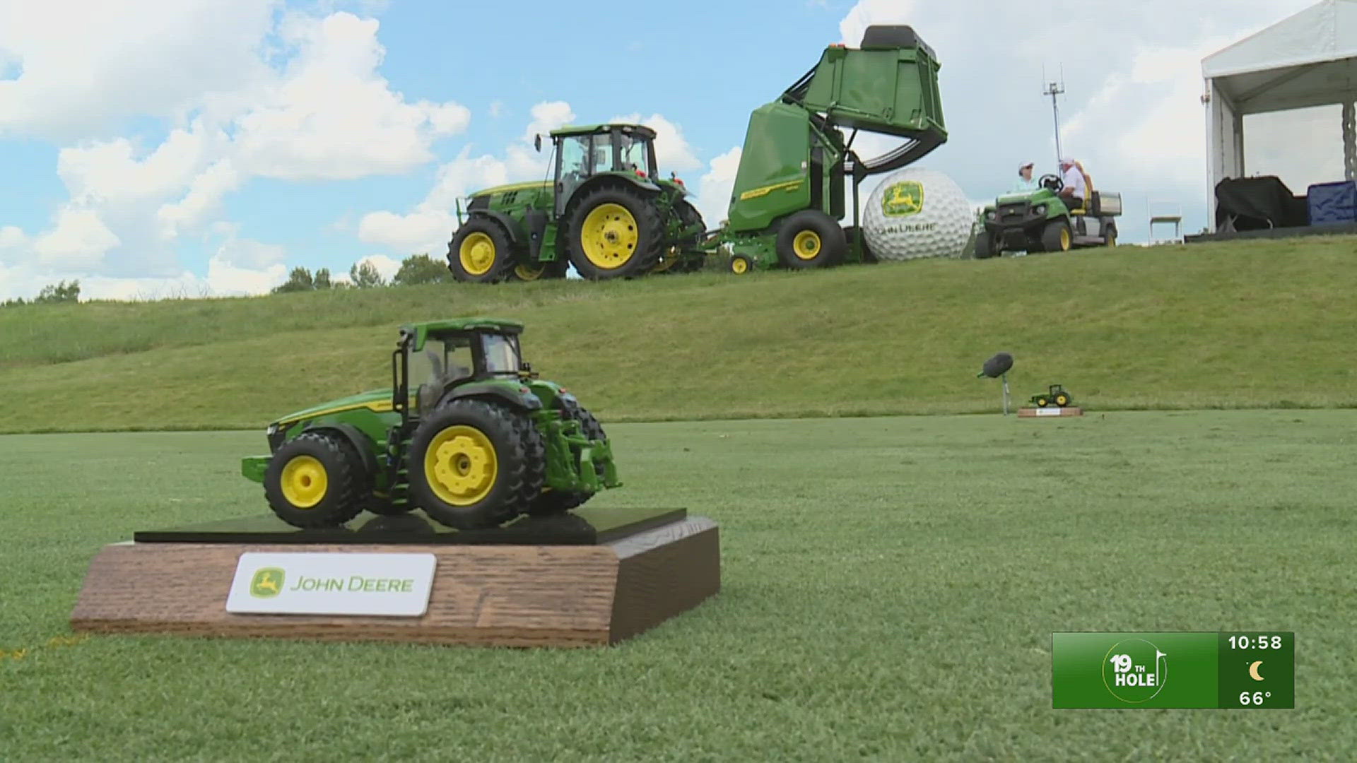 Each tee at TPC Deere Run includes two tiny John Deere replicas.