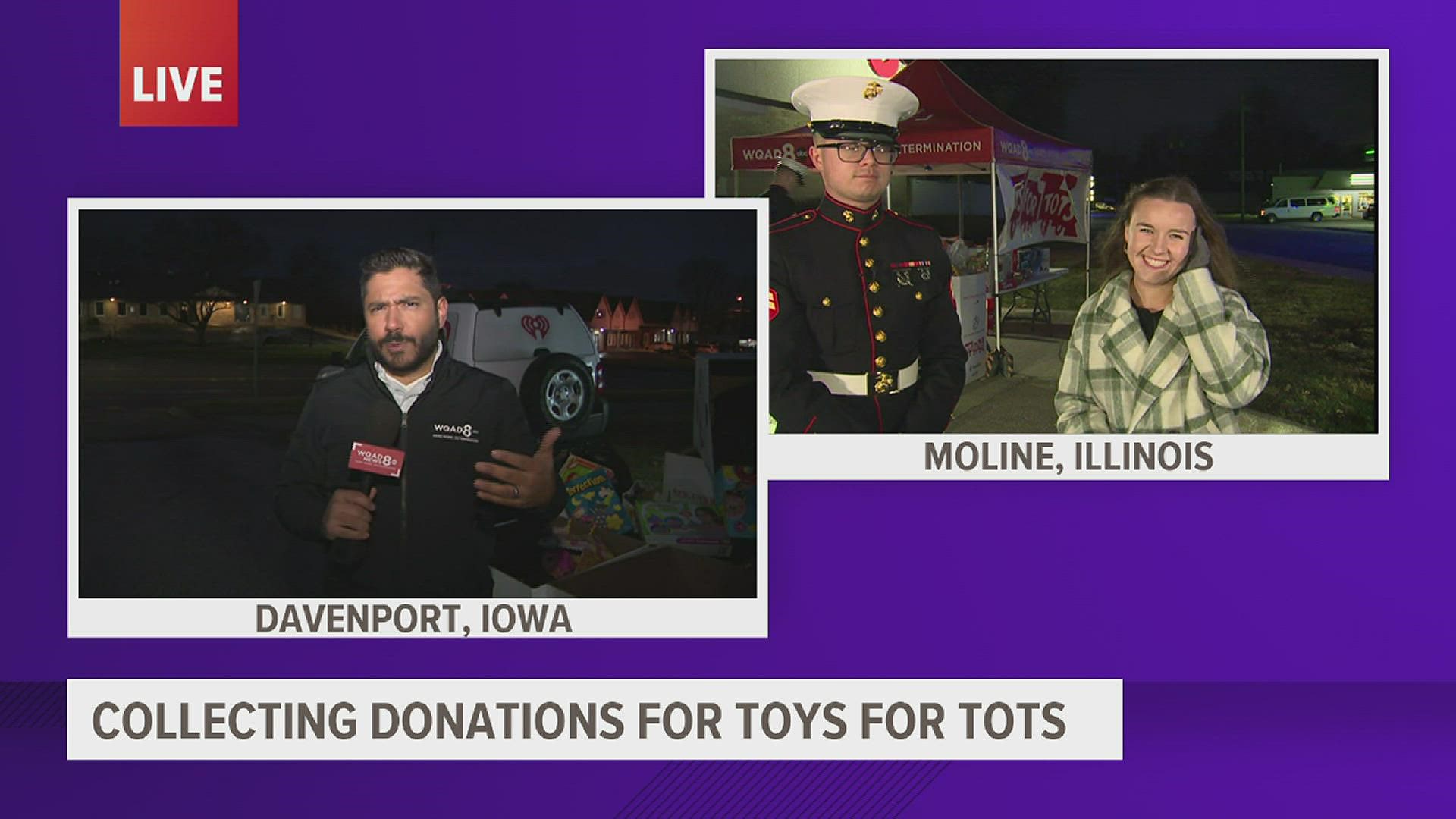 Sometimes, it might look like the Toys for Tots donation box is low, but don't worry. That's just because volunteers have been sorting through several waves of toys.