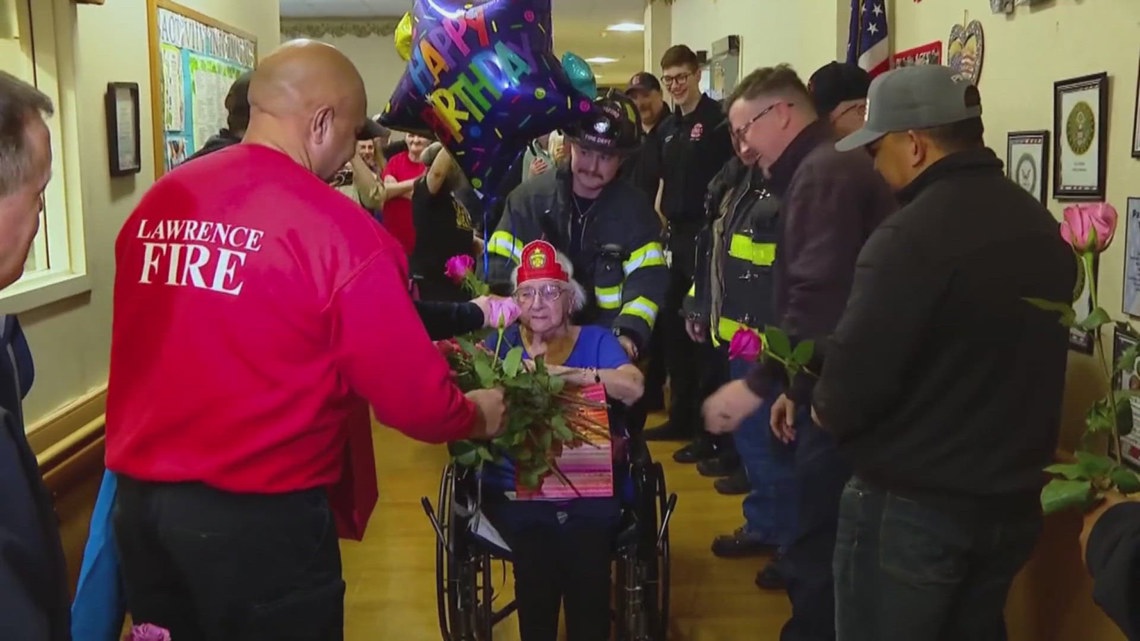 Massachusetts woman celebrates her 99th birthday with a special guest
