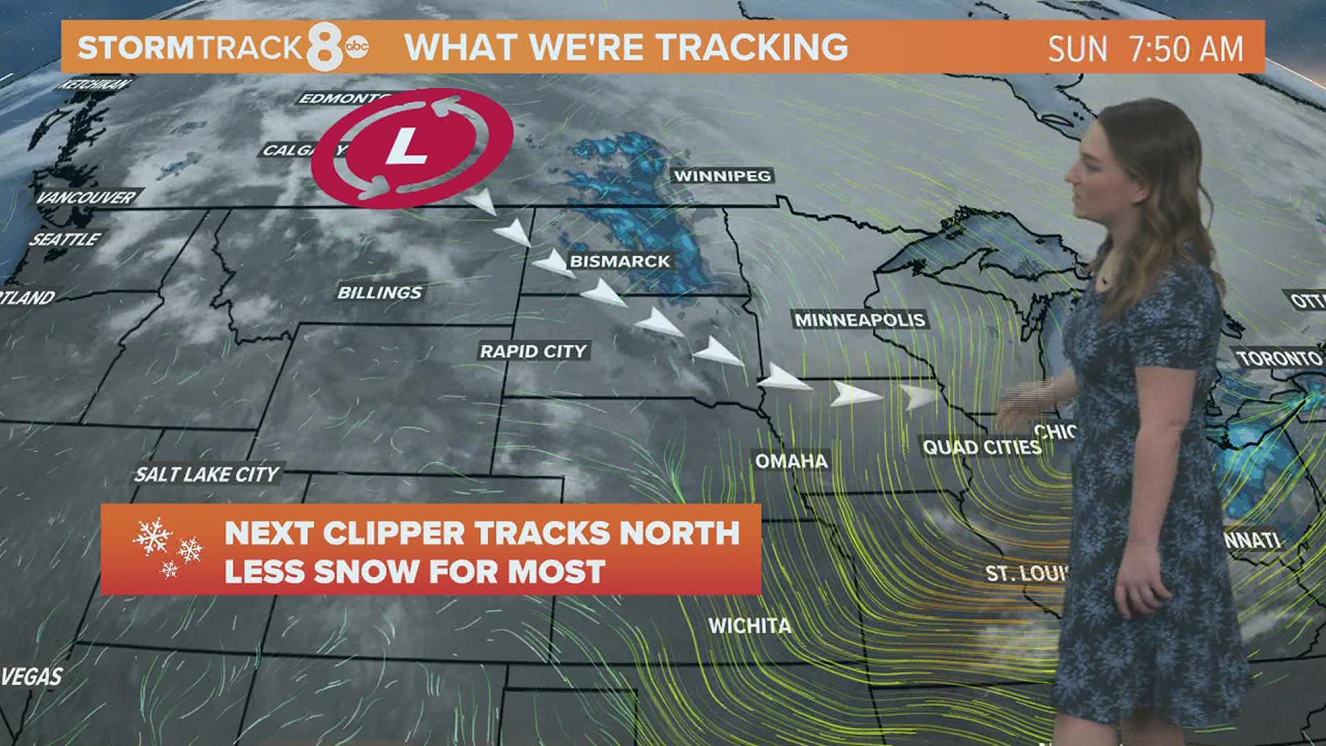 Another clipper tonight to bring light snow chances