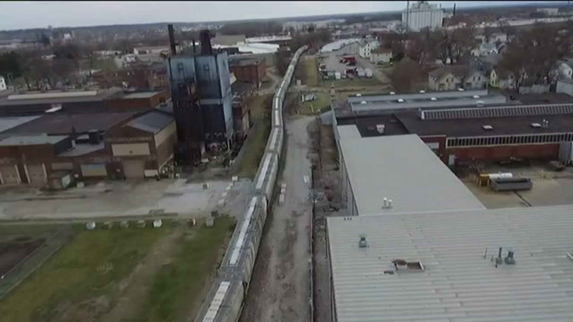 Drone footage of train derailment