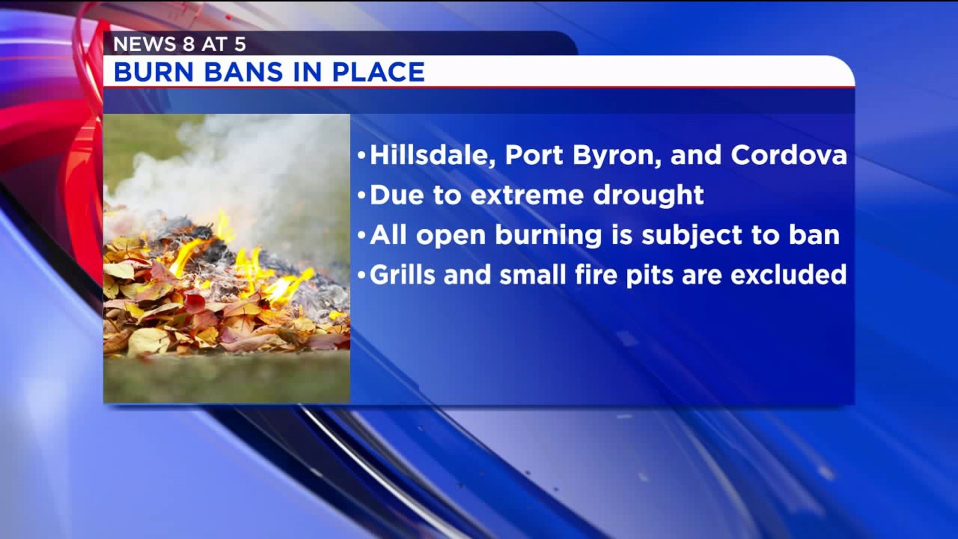 Burn Bans in Place During Extreme Dry Weather