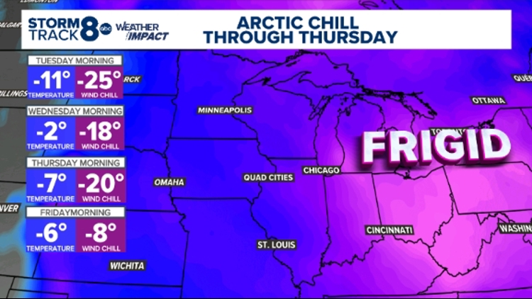 Weather Impact Alert: Dangerous wind chills through Thursday morning ...