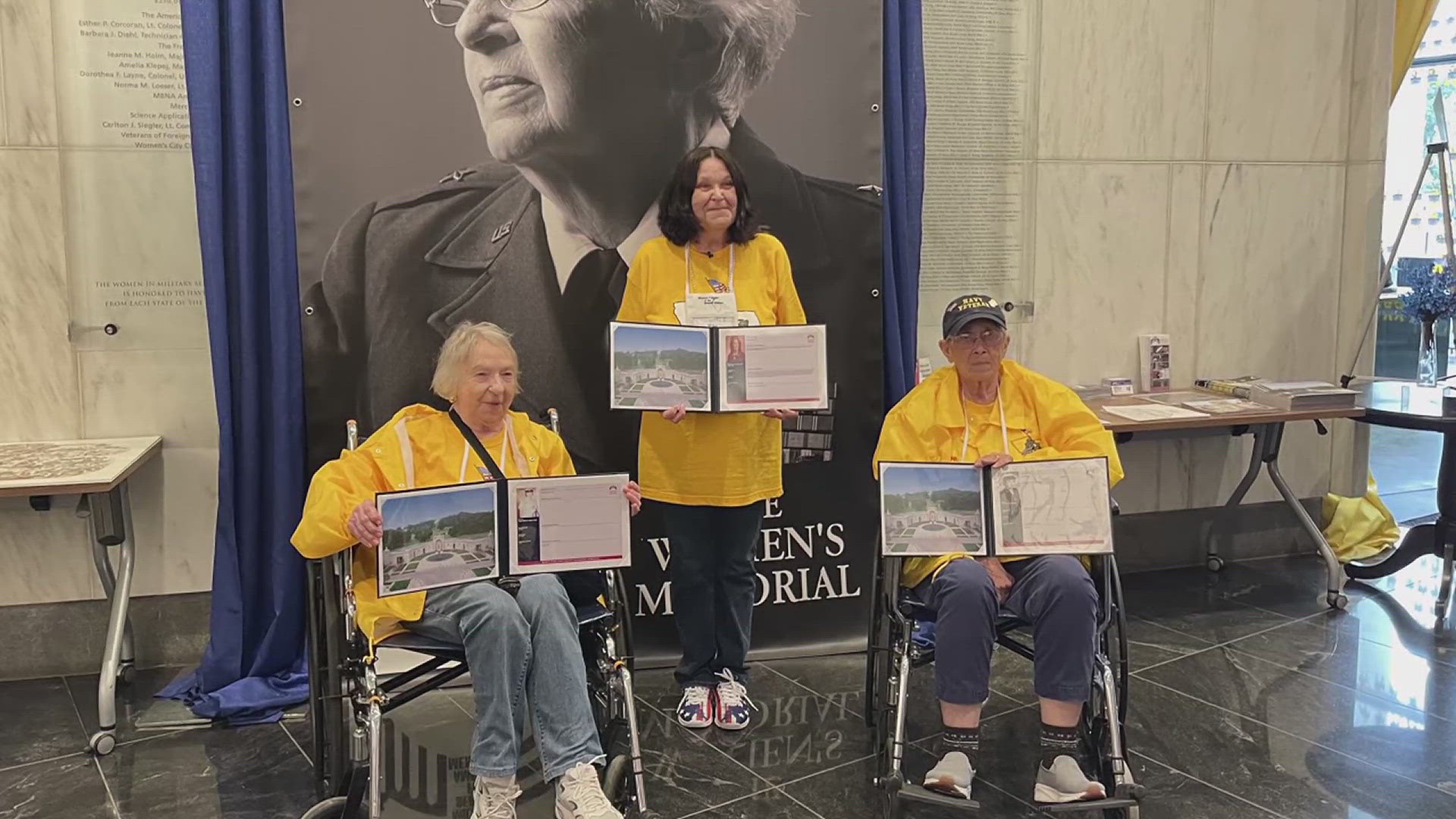 Three women were on Tuesday's HyVee Honor Flight of the Quad Cities and were honored at the Military Women's Memorial.