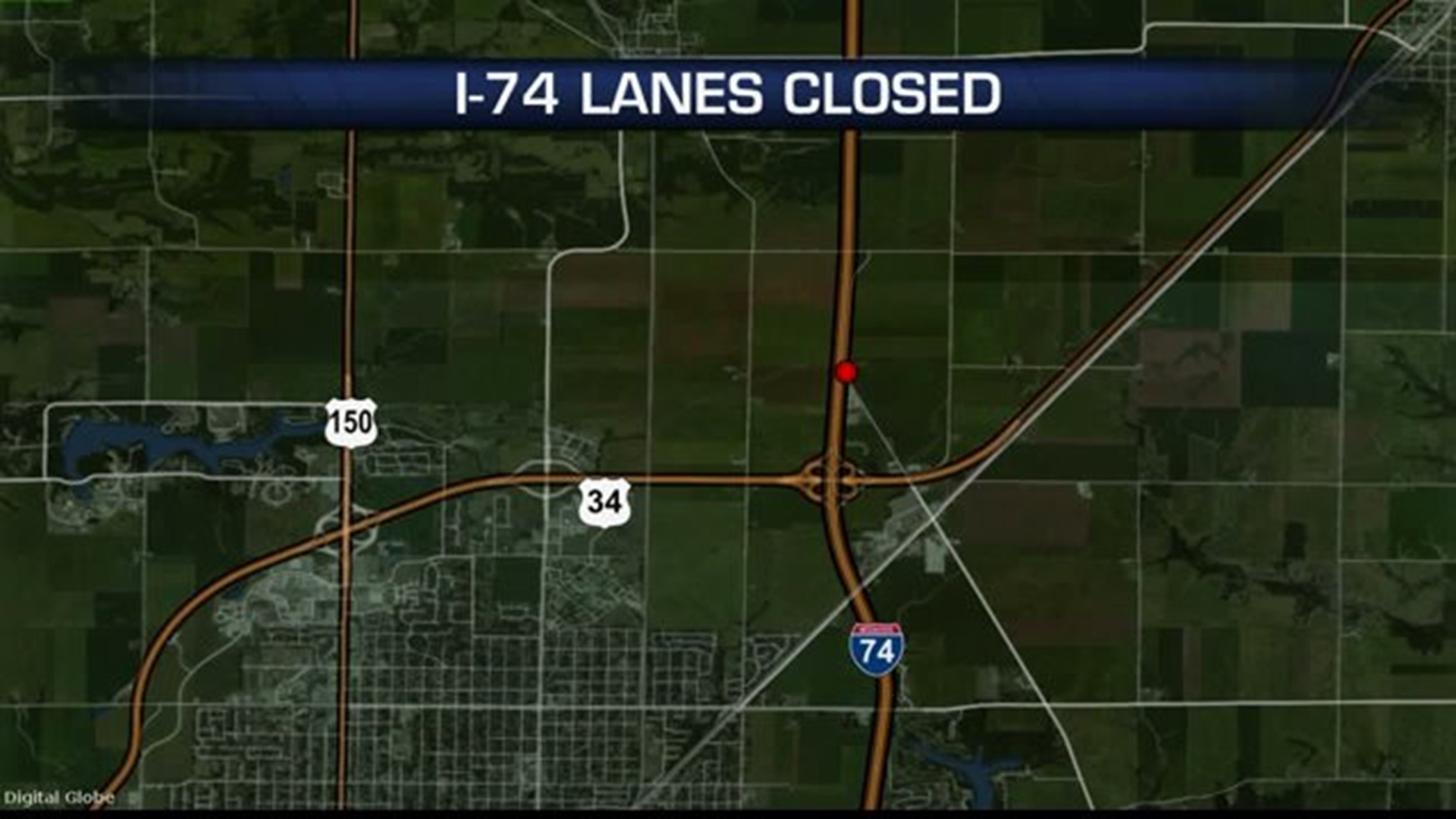 Semi rollover on I-74 closes westbound lanes
