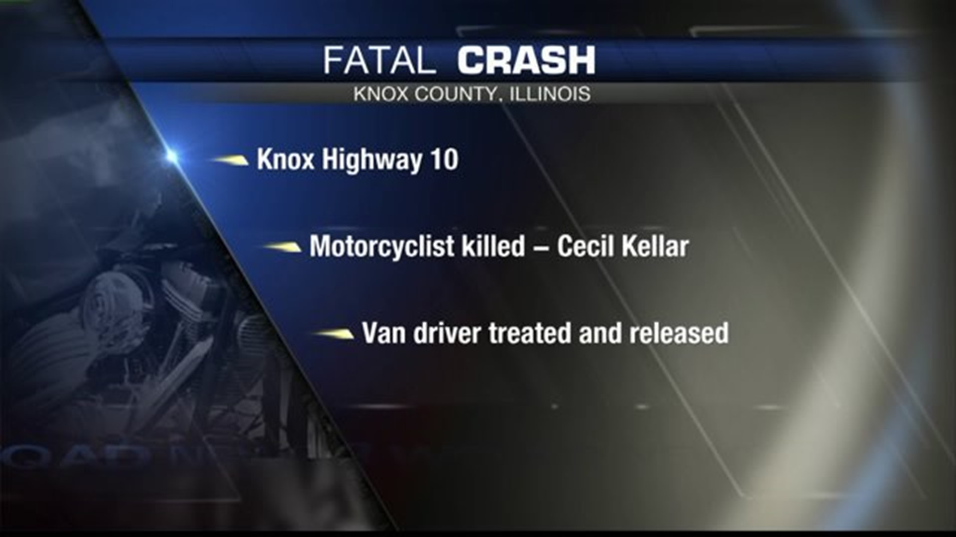 Motorcyclist killed in collision with van in Knox County