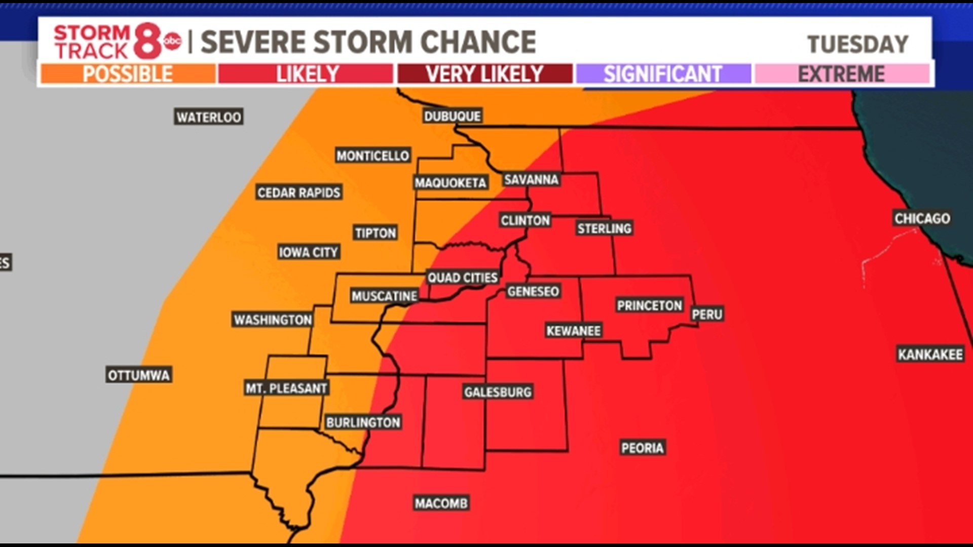 The National Weather Service has issued a tornado watch until 10 p.m. for northern Illinois, including Rock Island and Whiteside counties and Scott County in Iowa.