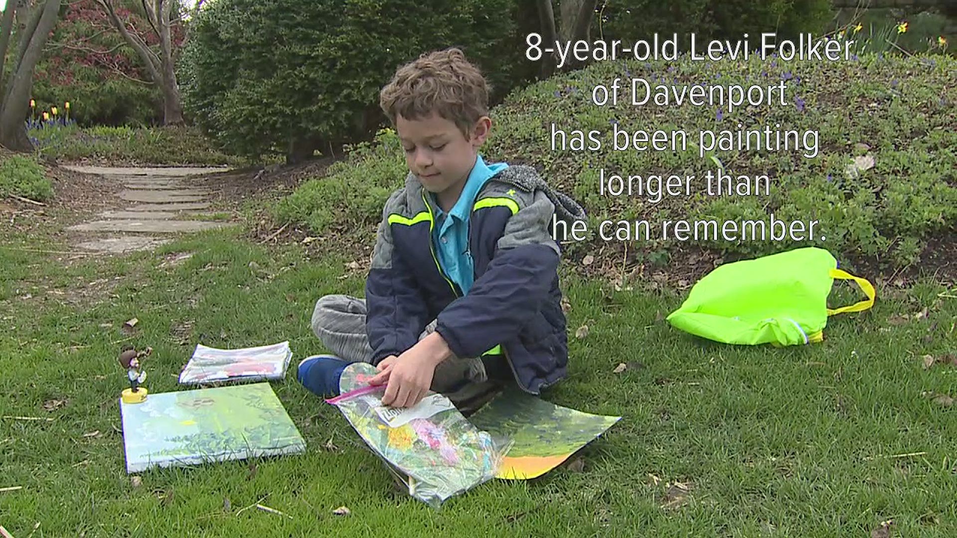 8-year-old Levi has been painting since he was one and says he "doesn't overthink" his paintings, he just "goes for it!"