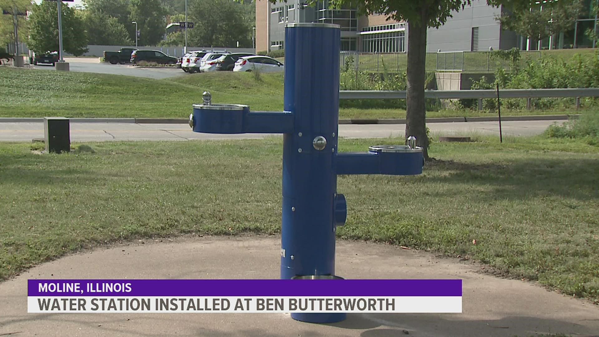 The installation includes two water fountains, a bottle refill, and a pet fountain; increasing its environmental friendliness by reducing plastic bottle waste.