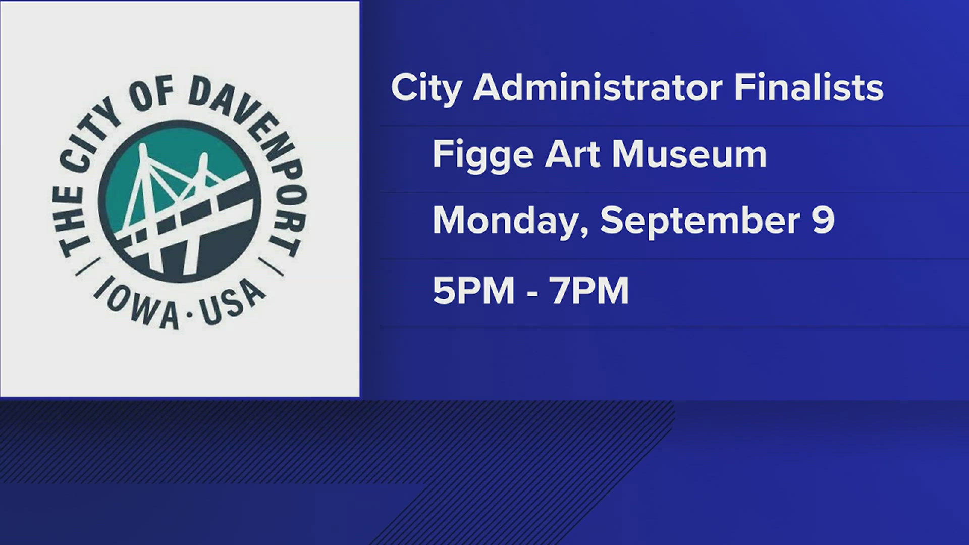 The Figge Art Museum will host a meet-and-greet with the finalists on Sept. 9.