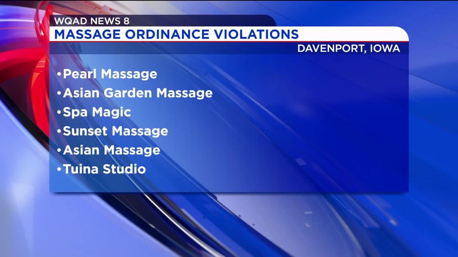 Davenport Massage Ordinance Violations