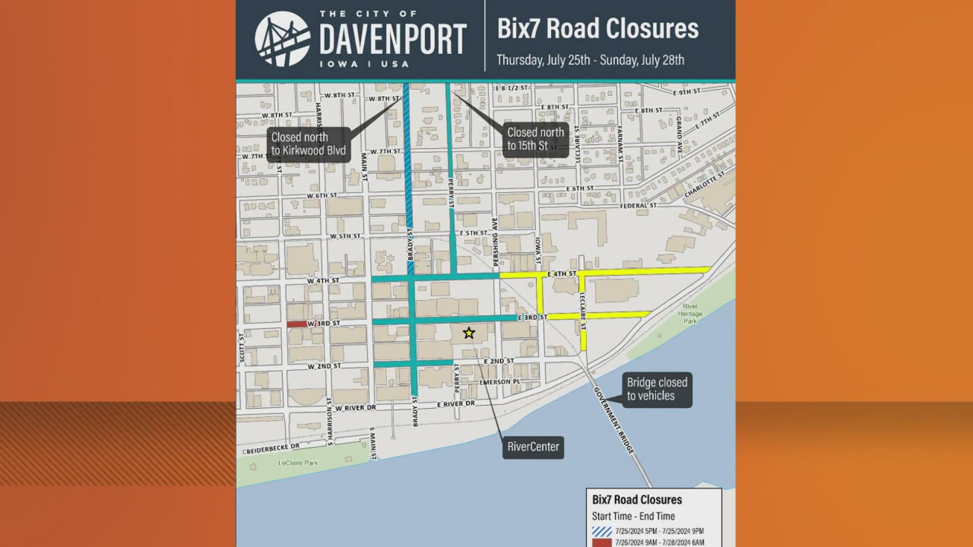 Multiple roads in the downtown area will be closed at different times as officials prepare for the annual race.