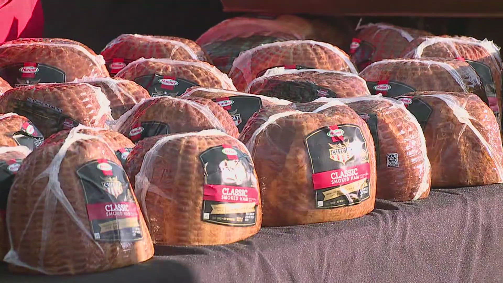 300 hams were donated to local families.