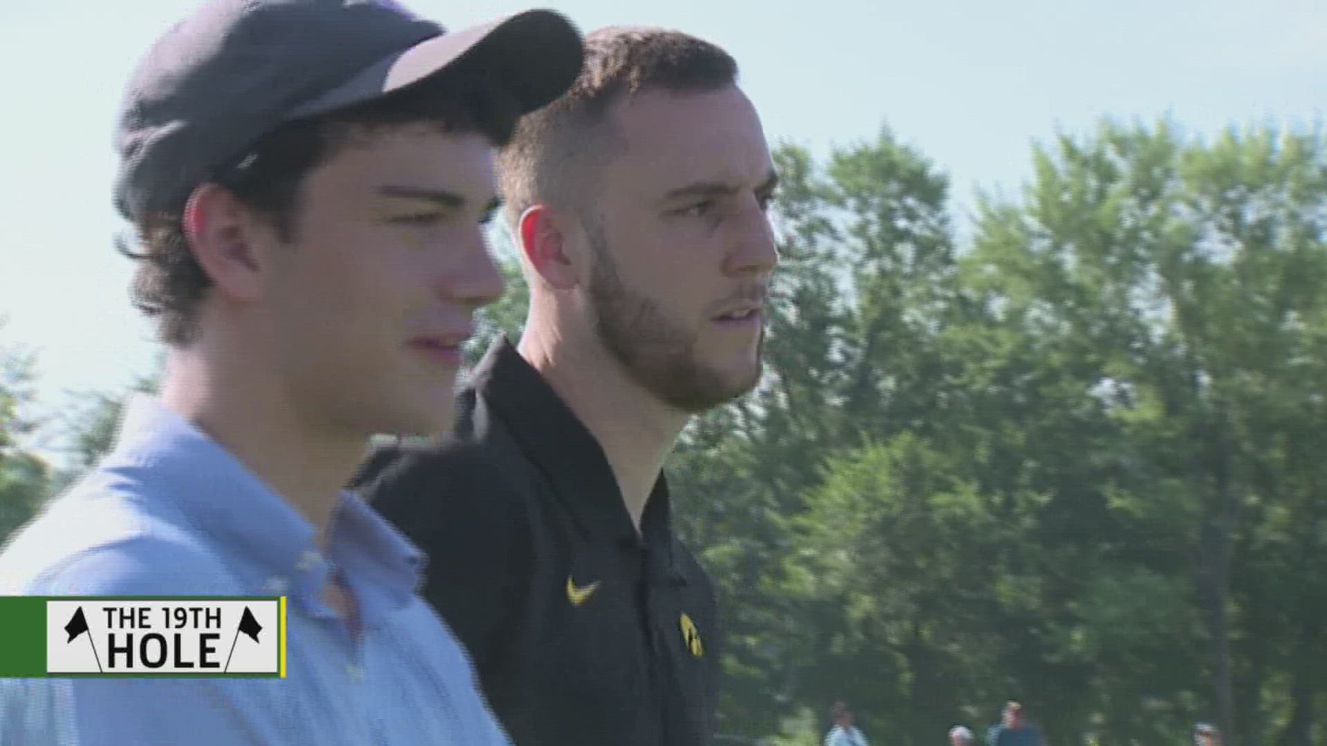 Former Hawkeye basketball player Connor McCaffery was out on the course to watch his girlfriend Caitlin Clark play in the Pro-Am.