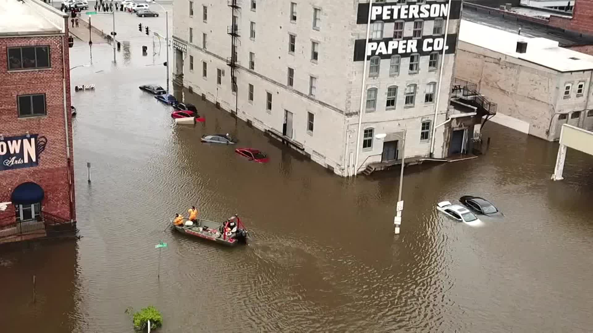 8 in the Air: Downtown Davenport flood breach