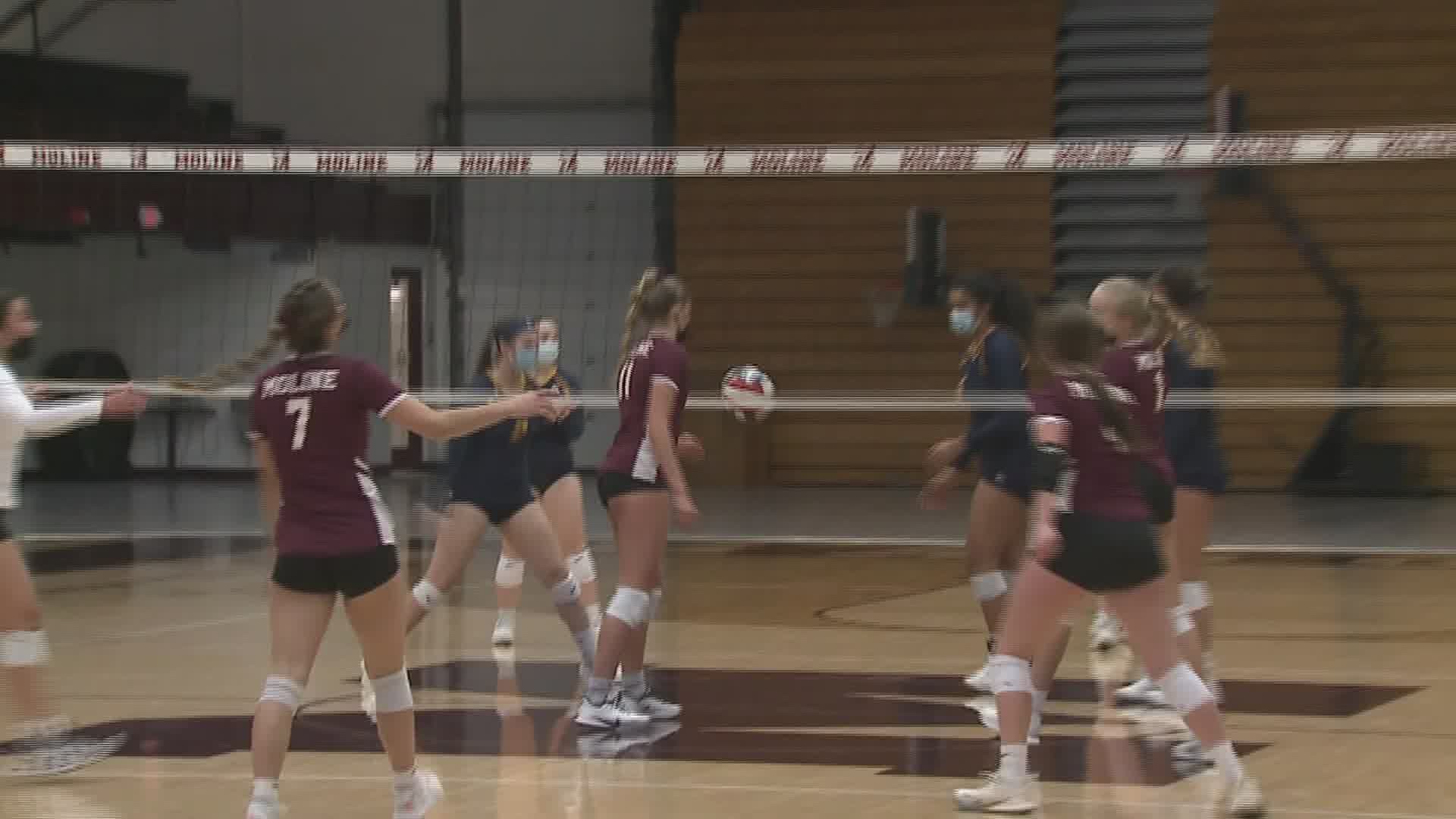 Moline goes three sets before beating Sterling in Volleyball.
