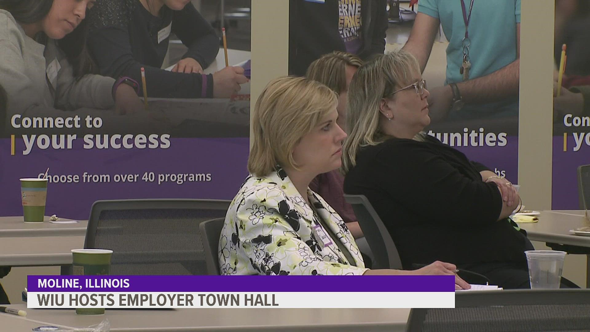 Five schools hosted panels at Western Iowa University's Quad Cities campus to help businesses better attract students to open job positions.