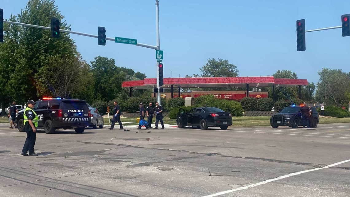 Car crashes on Locust Street in Davenport