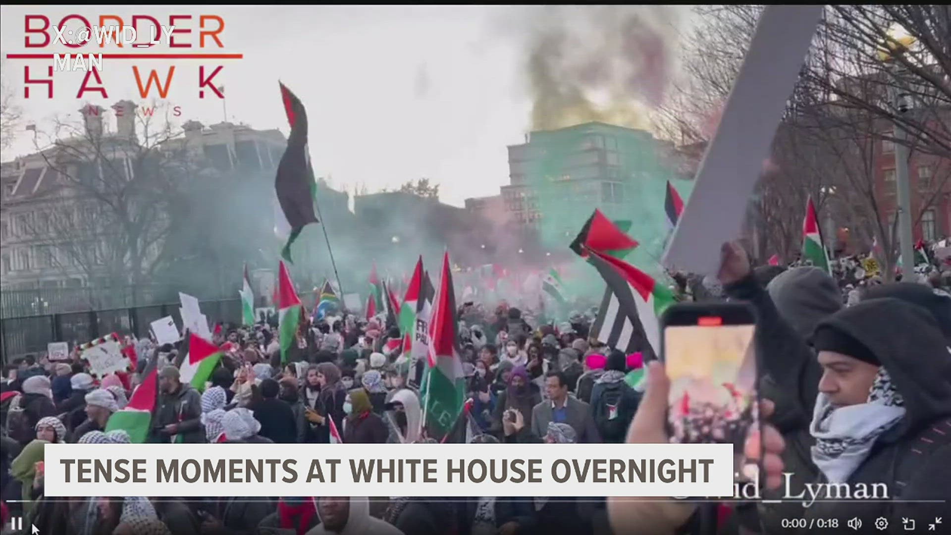 Riot police attempted to stop the crowd after they broke through a temporary fence at the White House.