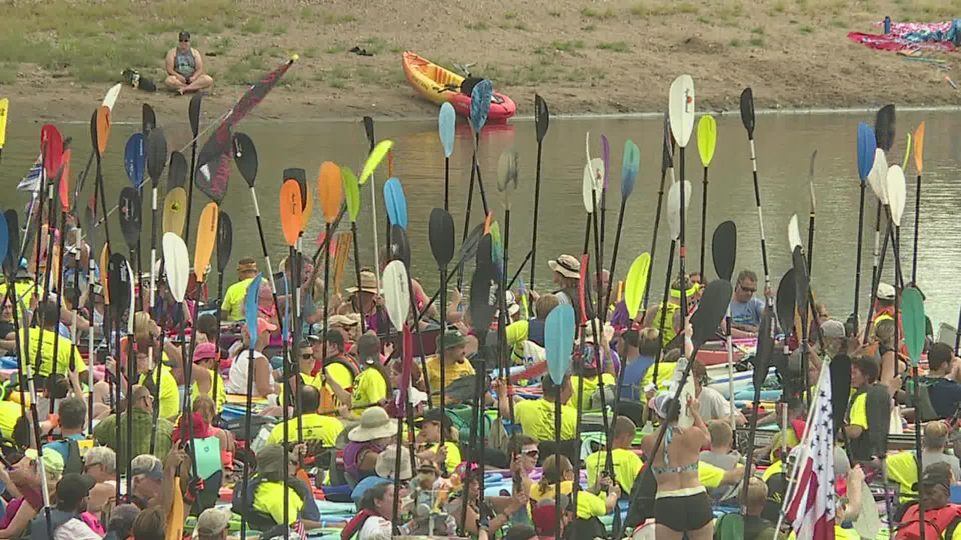 Each year they try to break the world record for the largest connected raft.