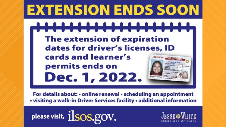 Illinois driver license and ID card expiration extension ends on Dec. 1