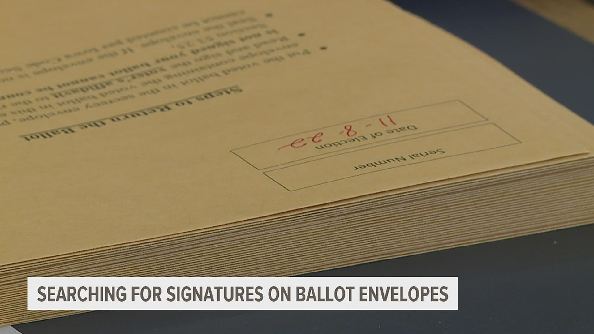 About three dozen ballot envelopes still need to be signed by the voters who forgot to do so. If those voters don't sign the envelope, the vote doesn't count.