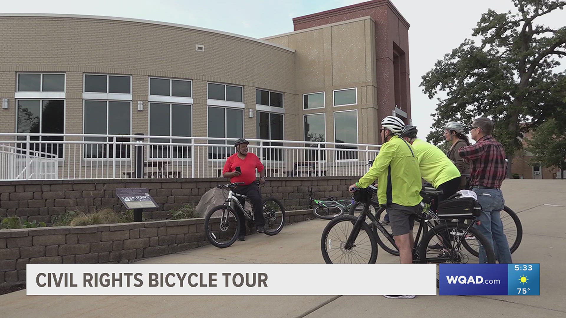 The tour was led by Ryan Saddler, associate vice president for diversity, equity and inclusion at St. Ambrose University.