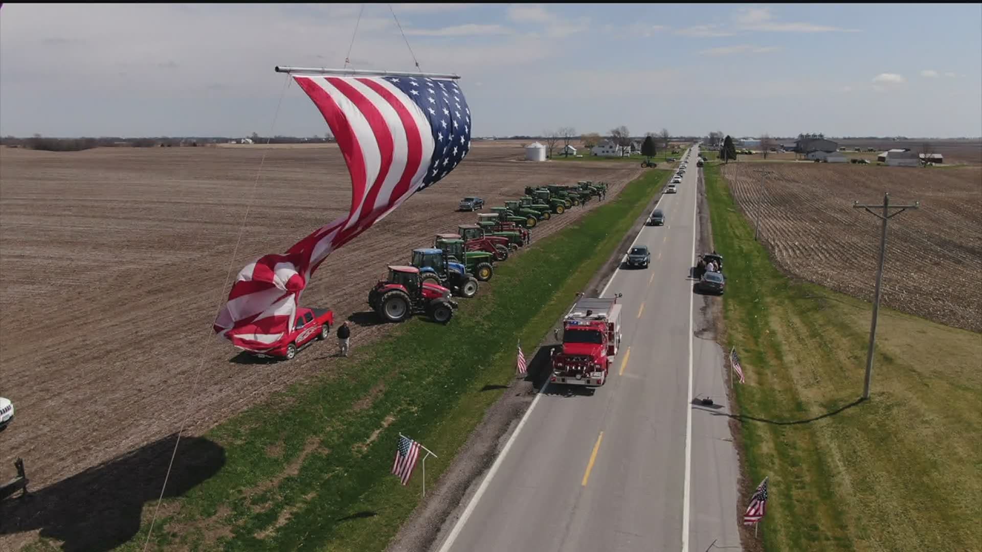 Tractors Line up for Farmers Funeral