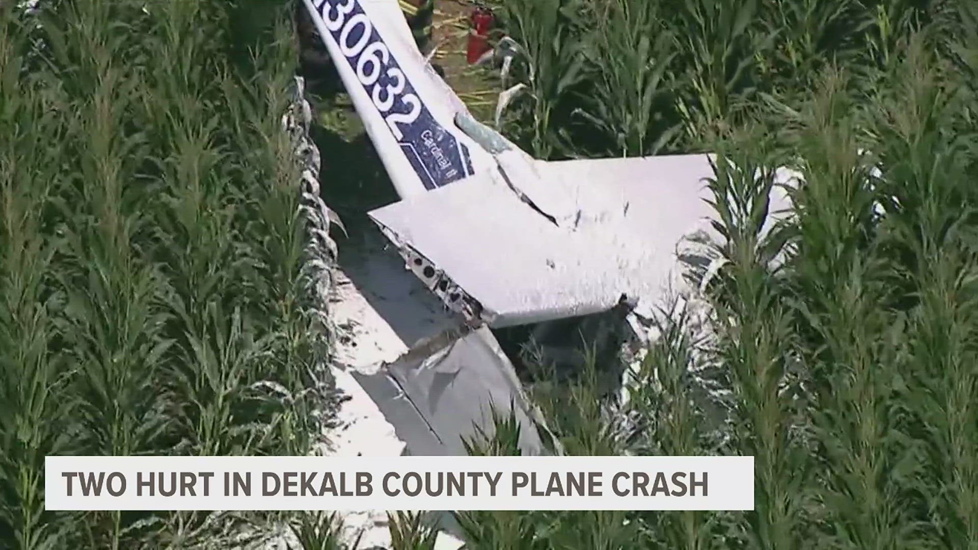 The plane sustained heavy front-end damage. The pilot and passenger were taken to a hospital for treatment.