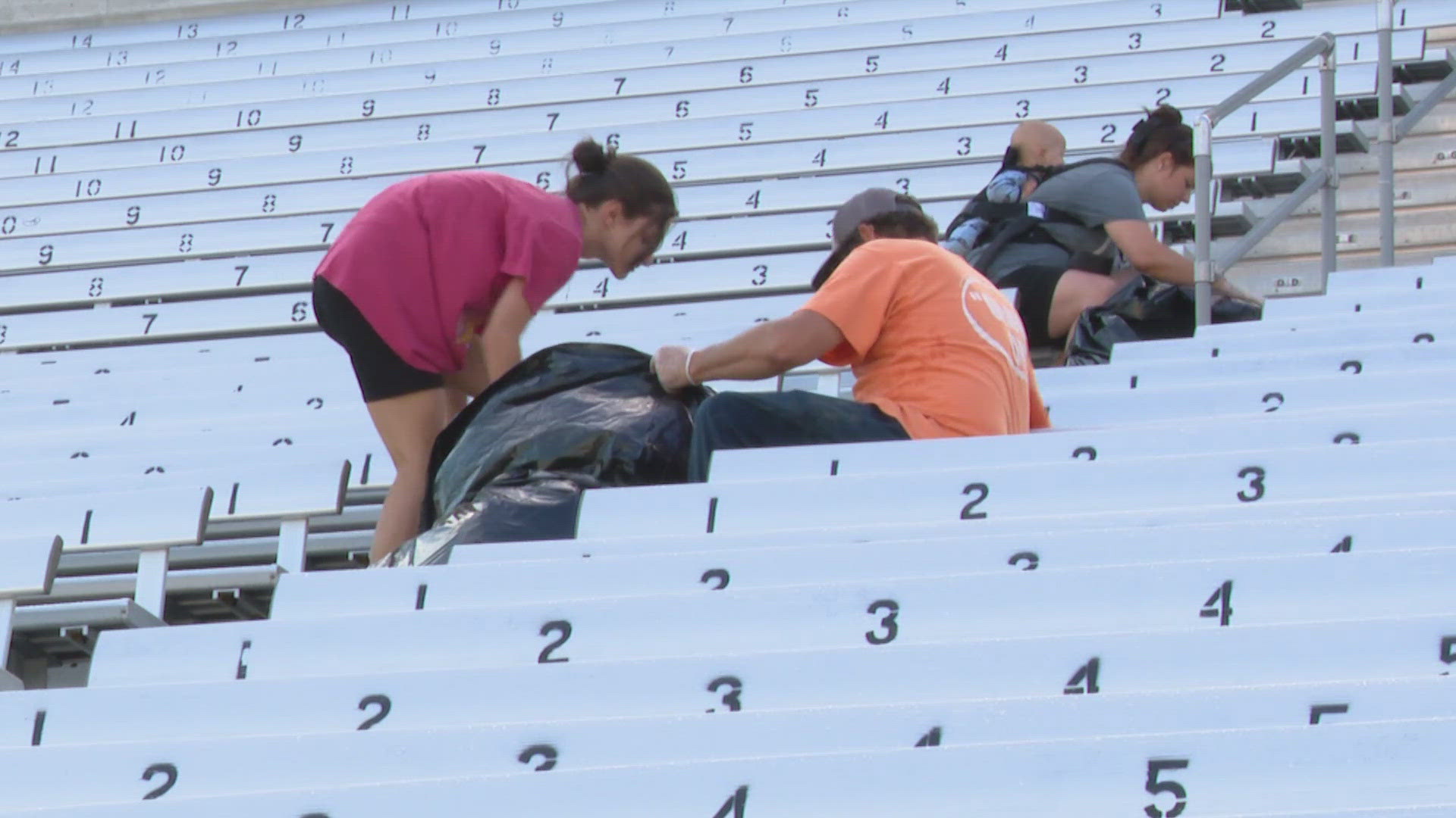 Some groups spent part of their Memorial Day cleaning up trash left behind at the Indianapolis Motor Speedway after the Indy 500.