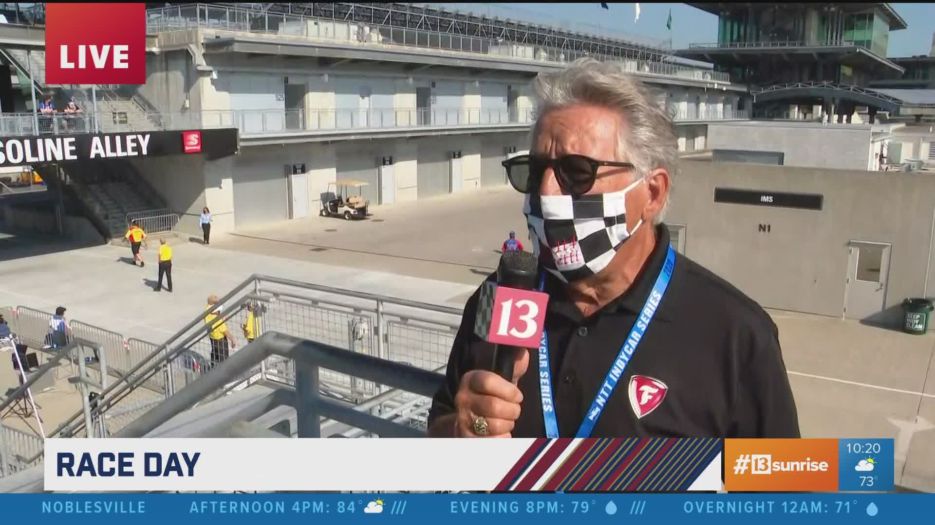 Team owner and former Indianapolis 500 champion Mario Andretti talked with Dave Calabro before the 104th Running of the Indianapolis 500.